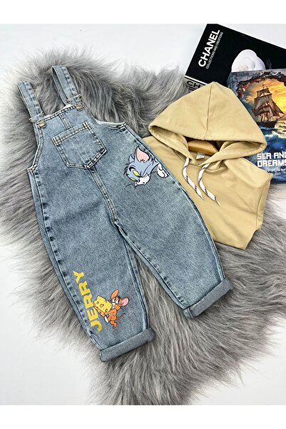 Mişsa Bebe Children's Jeans Salopet Loose Cut Denim 3-6 Years Old 2 Pieces