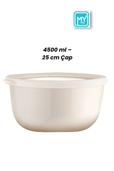 MYBOX Ayza 4,5 Lt Hamur Yoğurma Kabı - Kapaklı Yuvarlak Badya Leğen - Çok Amaçlı Karıştırma Saklama Kabı
