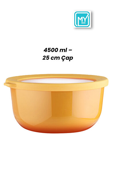 MYBOX Ayza 4 Lt Dough Kneading Bowl - Round Basin with Lid - Multi-Purpose Mixing and Storage Container