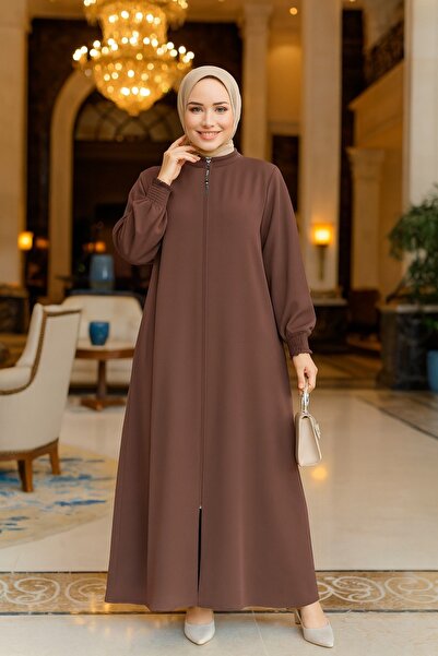 Neva Style Коричнева фасонна сукня з застібкою-блискавкою 45287KH