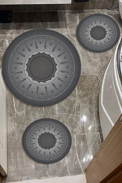 Evperest Gri Tonları Banyo Paspas Seti