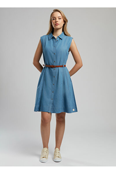 Lee Cooper Classic Collar Straight Standard Women's Dress 252 Lcf 144001 Coty Denim