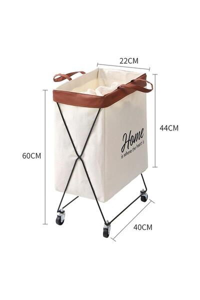 MOSTAFA Grey Laundry Basket with Wheels, Foldable with Handle