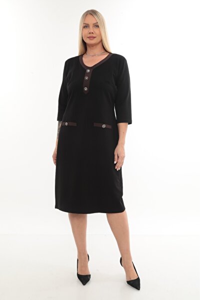 etselements فستان بأكمام قصيرة ورقبة على شكل حرف V