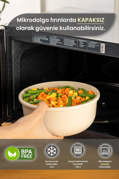 MYBOX Ayza Set of 2 Round Storage Containers Microwave and Freezer Safe Multi-Purpose Kitchen Storage Container 1.5-2.5L
