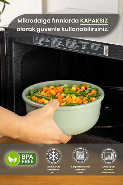 MYBOX Ayza 4.5 Lt Dough Kneading Bowl - Round Basin with Lid - Multi-Purpose Mixing and Storage Container