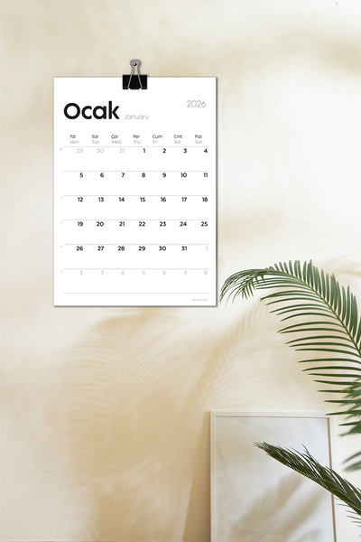 Copyrite Klasik 2026 Duvar Takvimi 32x45cm Metal Kıskaçlı Planlayıcı Takvim