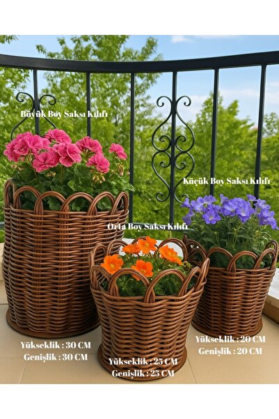 NAVRUZ METAL ÇİÇEK SEPETİ RATTAN