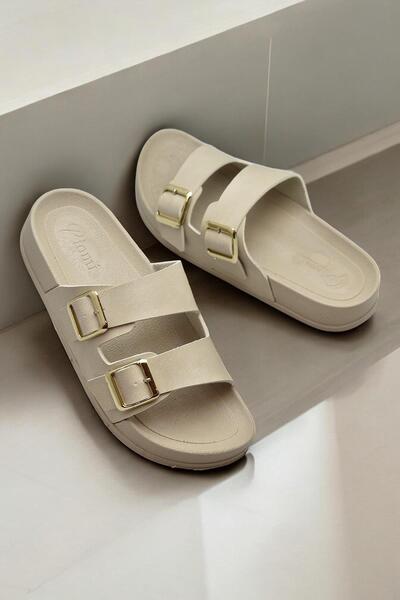 ISPARTALILAR 210 Ctk Comfortable Sole Daily Women's Slippers Double Buckle Women's Slippers