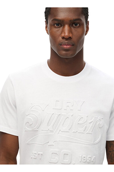 SUPERDRY Bisiklet Yaka Beyaz Erkek T-Shirt M1012218A-01C_WORKWEAR EMBOSSED REL