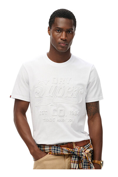 SUPERDRY Bisiklet Yaka Beyaz Erkek T-Shirt M1012218A-01C_WORKWEAR EMBOSSED REL