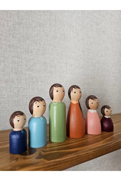 Mesu Ahşap Oyuncaklar Mesu 6-Piece Waldorf Wooden Family Peg Baby Toy Set
