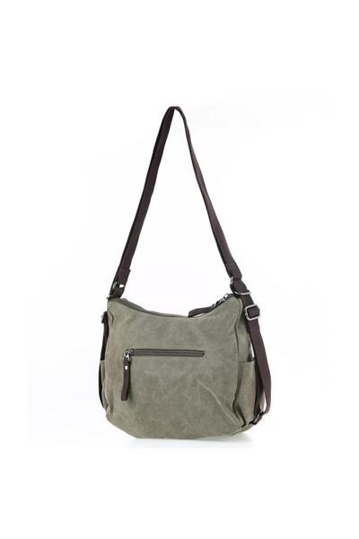 ÇÇS 31319 İki Bölmeli Kanvas Kadın El ve Omuz Çanta Yeşil
