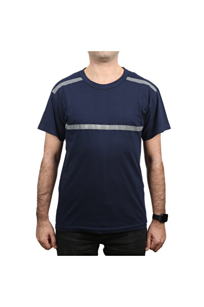 Şengüler تي شيرت بأكمام قصيرة وياقة دائرية باللون الأزرق الداكن