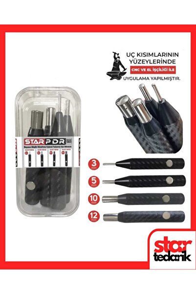 STAR PDR Boyasız Göçük Düzeltme Çelık Uçlu Mıknatıslı Kalem Seti 4 Adet (3MM,5MM,10MM,12MM)