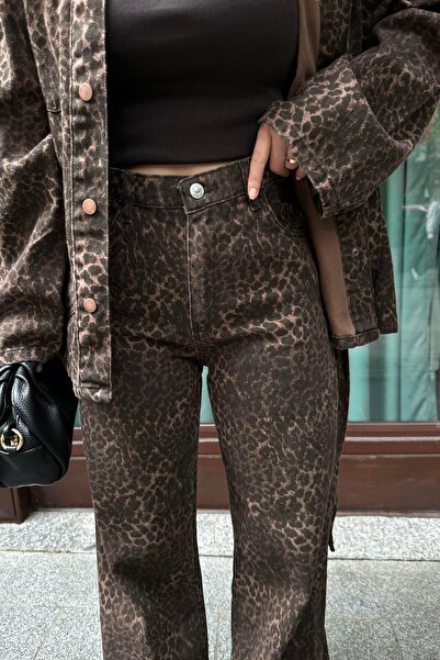 lizge giyim LEOPAR DESEN GABARDİN PANTOLON