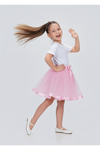 Sibel Günay Butik Girl's Tutu Skirt |   April 23 – May 19 – Special Day Combination |   Pink |   Satin Ribbon & Ribbon Detailing
