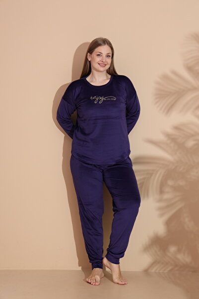 Estiva Kadın Kışlık Kadife Battal Pijama Takımı