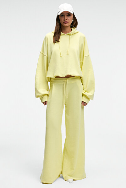 GRIMELANGE ORMIRA Kadın Oversize Fit Yanları Cepli Lastikli Bel Sarı Eşofman Altı