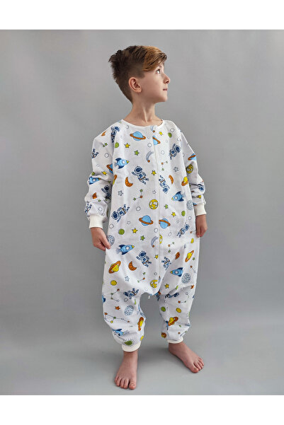 RUKİYE YAVUZ Pamuk Pazen Uzun Kollu Unisex Kışlık Çocuk Uyku Tulumu %100 Pamu...