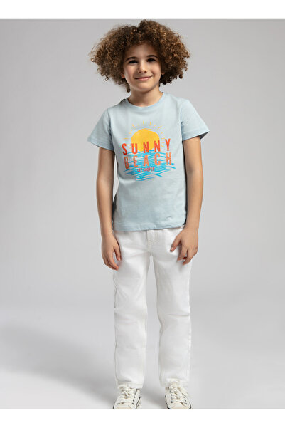 Lee Cooper Tricou pentru băiat albastru deschis imprimat 252 LCB 242005