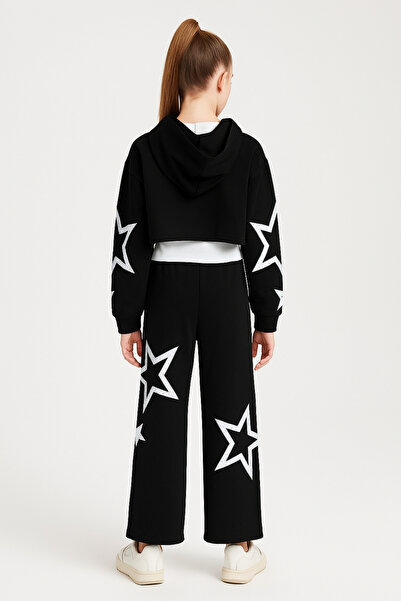 AHENGİM Σετ με κουκούλα και παντελόνι με στάμπα για κορίτσια Ak13536