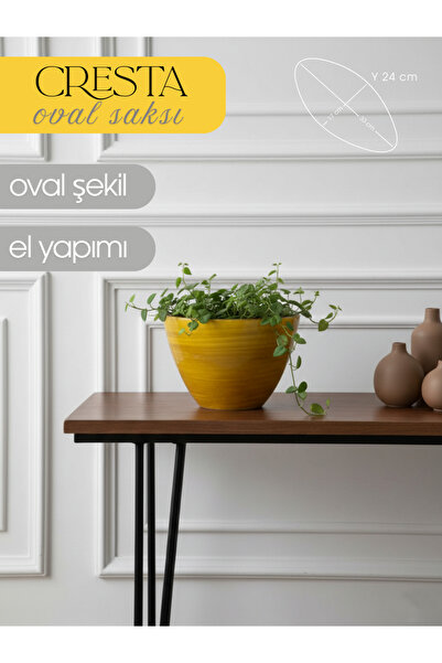 Ter Steege Cresta Seramik Oval Koyu Sarı Saksı 33*17*24cm