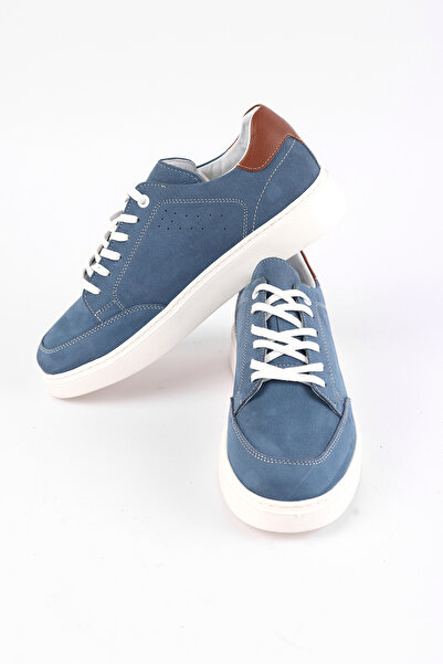 Rodrigo Erkek Sneakers %100 İç Dış Hakiki Deri Bağcıklı Indigo Ayakkabı