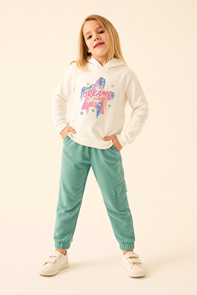 ESİLA KİDS طقم بناتي مكون من سويت شيرت بقلنسوة وبنطال رياضي بجيوب كارجو مكون ...