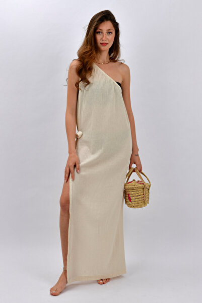 Merfico One Shoulder Pareo Beach Dress - Ring Detail, Size S-M