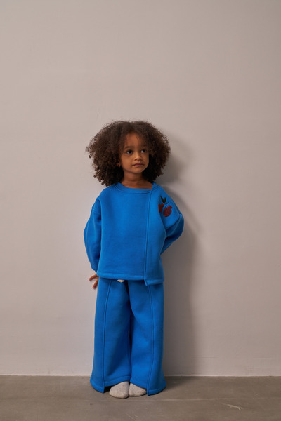 Oh La La Koala For Little Ones Blue Shoulder Embroidered Asymmetrical Detailed Top and Bottom Set