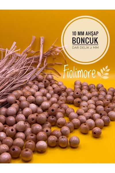 Fiolimore Mărgele din lemn lăcuit de 10 mm (50 grame 114 bucăți) Diametru gau...