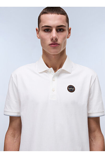 Napapijri NP0A4IDA2061-E-BADGE SUM Beyaz Relaxed Erkek T-Shirt