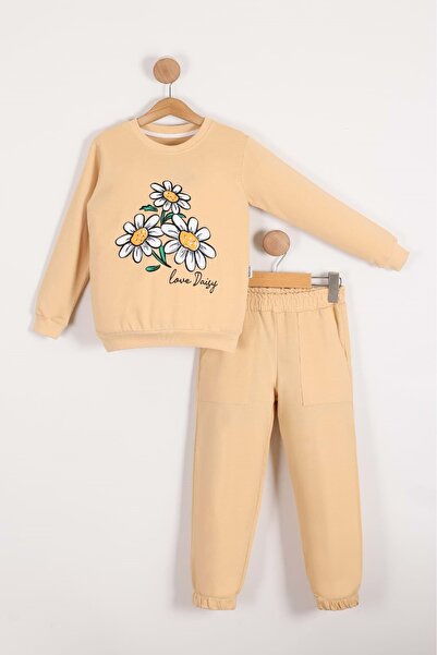 Mnk Baby&Kids Φούτερ για κορίτσια Daisy Motif - MNK0620 ΚΑΦΕ