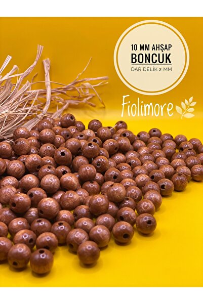 Fiolimore خرز خشبي بني داكن 10 ملم (50 جرام 120 قطعة) قطر الفتحة الضيقة 2 ملم...
