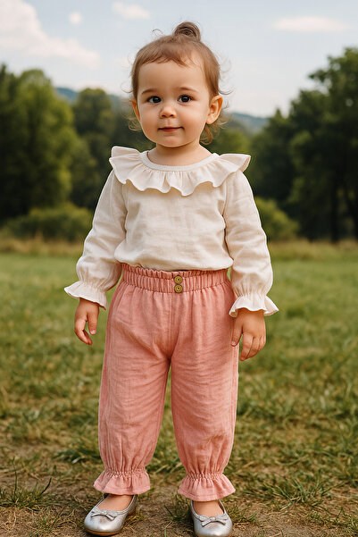 Şenkız 100% Cotton Muslin Fabric Comfortable Daily Baby Girl and Children's Pants