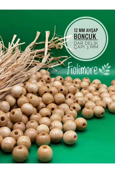 Fiolimore 12 χιλ. βερνικωμένες ξύλινες χάντρες (50 γραμμάρια 74 τεμάχια) Στεν...