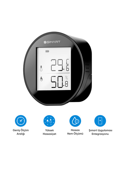 Şımart Akıllı Termometre Wi-Fi Bağlantılı Sıcaklık ve Nem Ölçer, Uygulama Des...