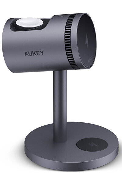 AUKEY LC-MC311A-GY 15W Soğutma Fanlı 3'ü 1 Arada Mıknatıslı Kablosuz Şarj Cihazı