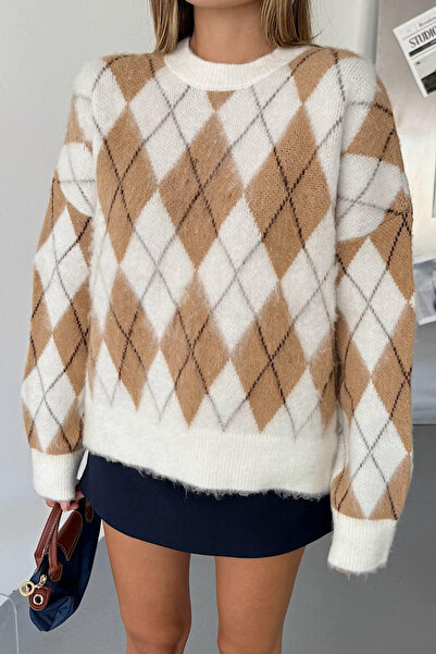 İLKCET MODA Γυναικείο πουλόβερ με σχέδιο μπακλαβά