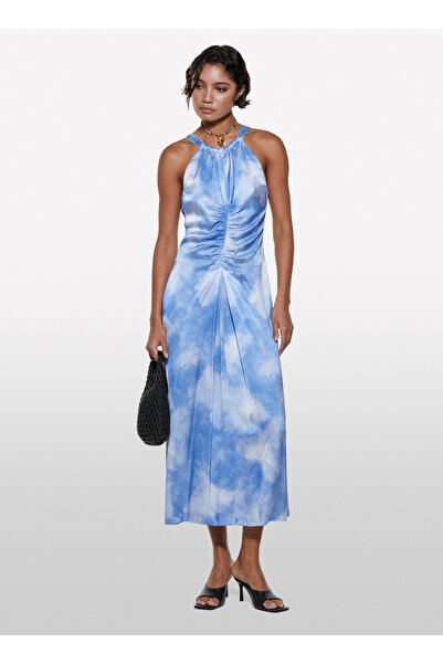 Sisley O Yaka Mavi Midi Kadın Elbise 4UDRLV07H