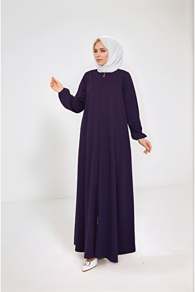 Genel Markalar Fermuarlı Mevlana Tesettür Feraje - MOR