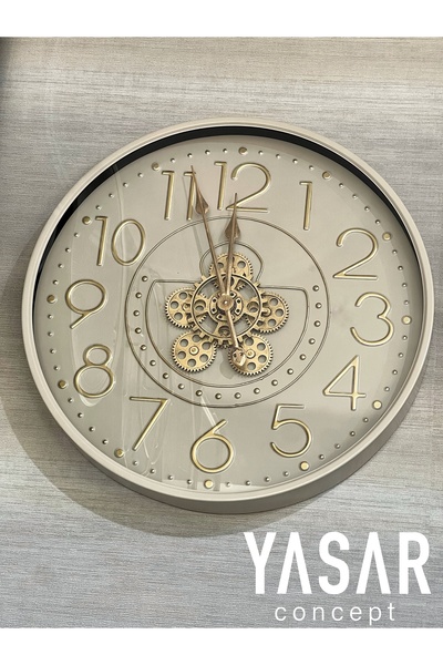 YASAR CONCEPT Ecrustella Metal Çarklı Duvar Saati 60 Cm