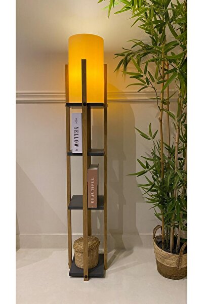 Turkish Home Floor lamp with shelves - brown and silver