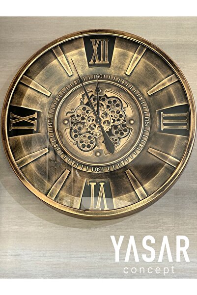 YASAR CONCEPT Cograne Metal Çarklı Duvar Saati 80 Cm