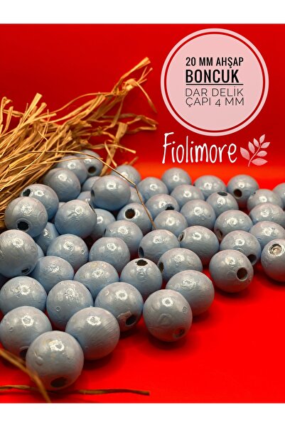 Fiolimore Mărgele din lemn de culoare albastră de 20 mm (50 grame 20 bucăți) ...
