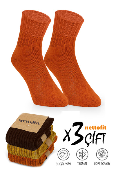 nettofit 3 Pairs of Women's Winter Socks – Woolen Winter Boot Socks