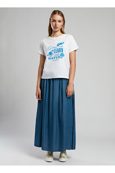 Lee Cooper Crew Neck Printed White Women's T-Shirt 252 Lcf 242006 Grow White