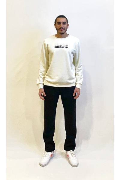 Superlife Ανδρικό φούτερ με λαιμόκοψη Superlife με 3 κλωστές, χοντρό με στάμπα Brooklyn SPR24sw29