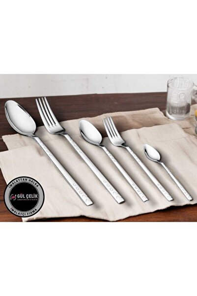 KAVEH Rose-Steel Fork Spoon Set 30 Pieces 6 Person Beads 18/0 Quality